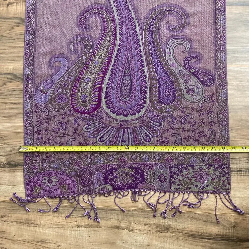 Scarf Wrap Royal Purple Floral Paisley Jacquard Pashmina Style Boho Elegant Boho
